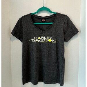 Harley Davidson Women's T-shirt Size M Black with neon yellow letters - PA